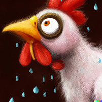 A stressed chicken