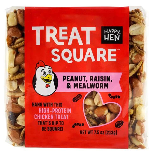 Happy Hen Treat Square, Peanut, Raisin & Mealworm - My Pet Chicken